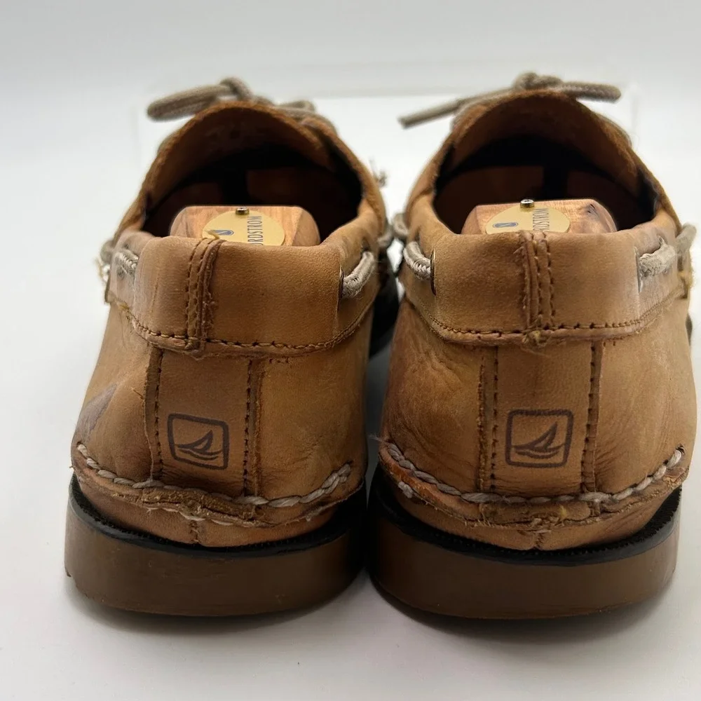 Sperry Boat Shoes Mens 9.5W Tan Leather 2-Eye Authentic Original Prep Nautical